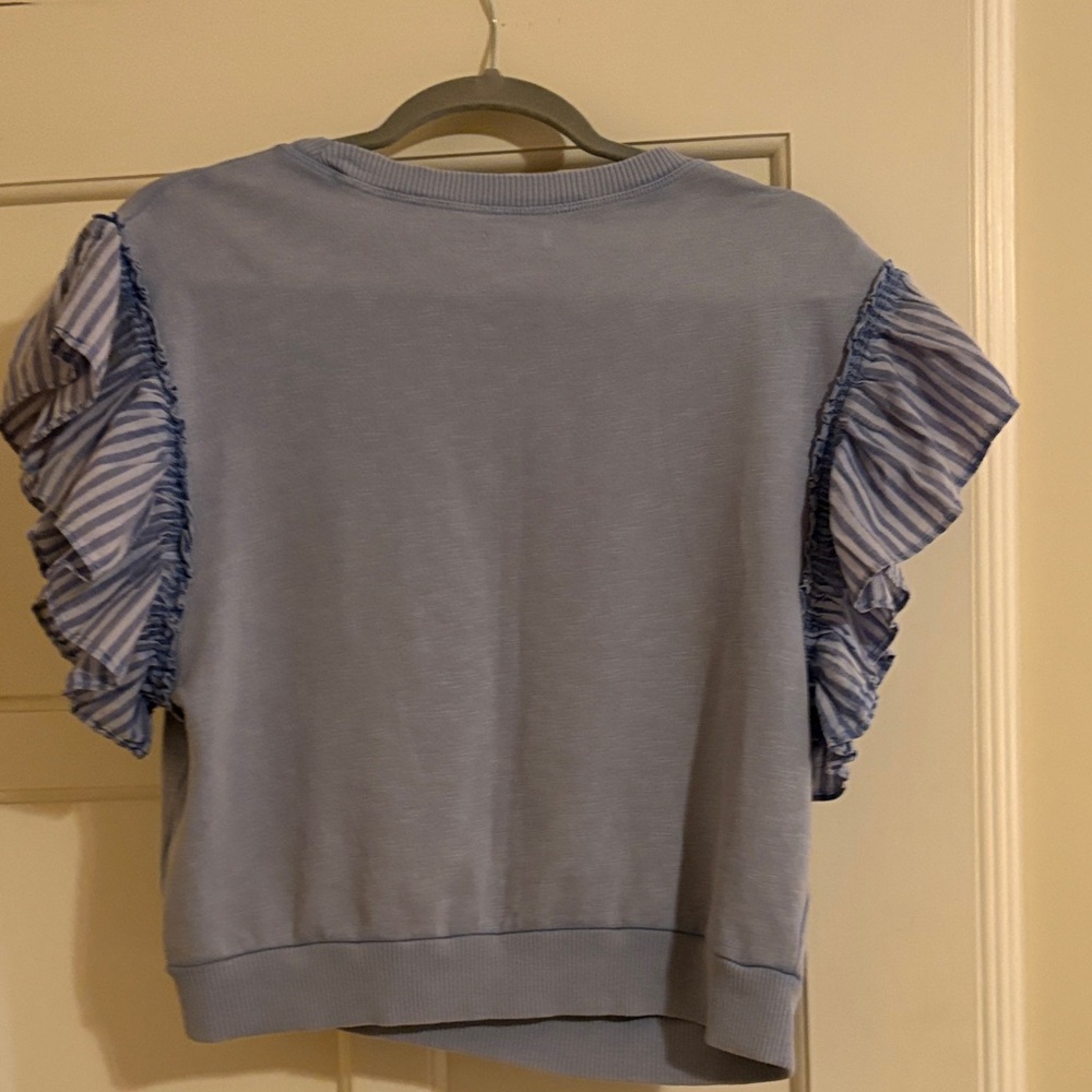 Blue Ruffle Sleeve Top - Picture 5 of 8
